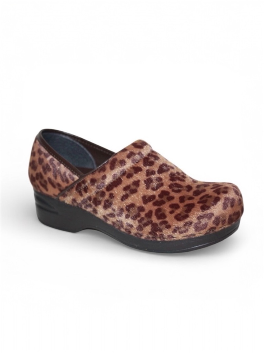 Croft & Barrow Juliana Slip-on Wedge Heel Clog in Faux Fur Cheetah Sz 7 1/2
